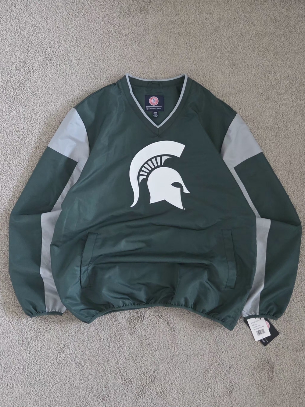 Vintage NWT Green MSU Spartan Pullover Windbreaker Jacket Men's XL